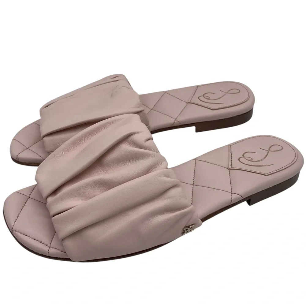 Sam Edelman Womens Shoes Briar Slide Sandals 8.5 Pink Leather Flat Casual Chic